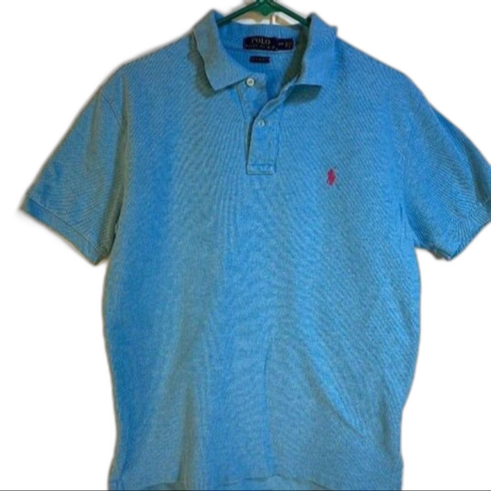 Polo Ralph Lauren, Medium, Turquoise Blue with Pink Pony, Preppy, Classic Fit